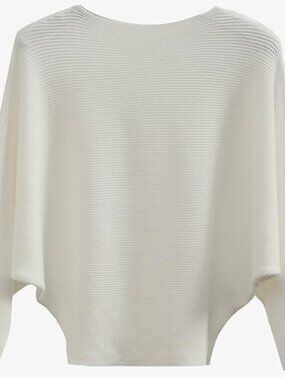 Gaberly Pink - Boat Neck Batwing Sleeves Dolman Knitted Sweater - One Size
